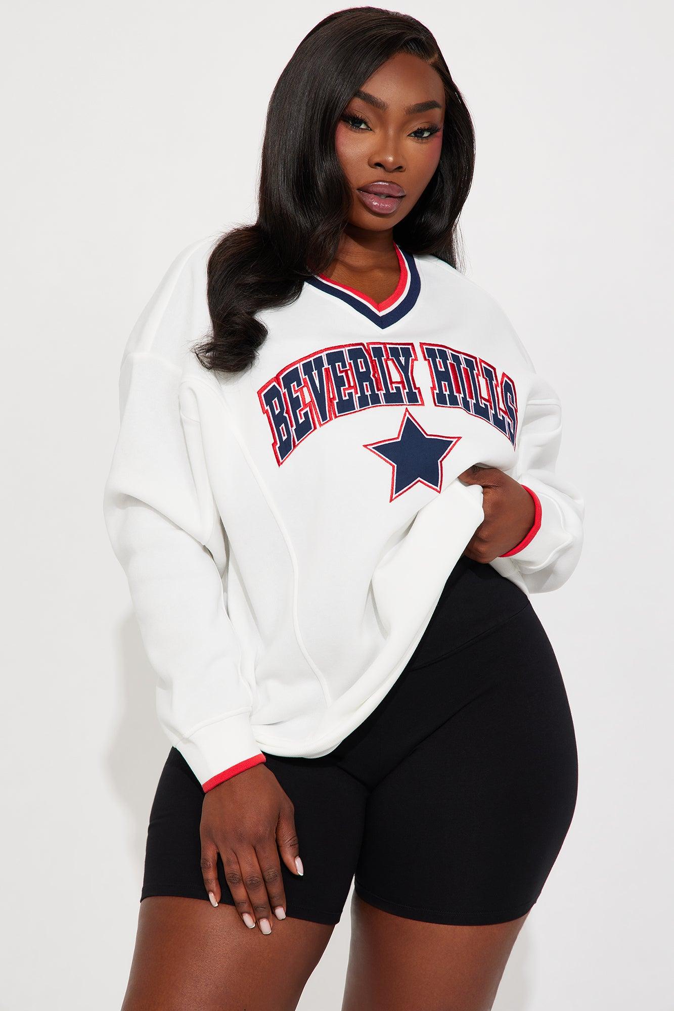Beverly Hills Varsity Sweatshirt - White Product Image
