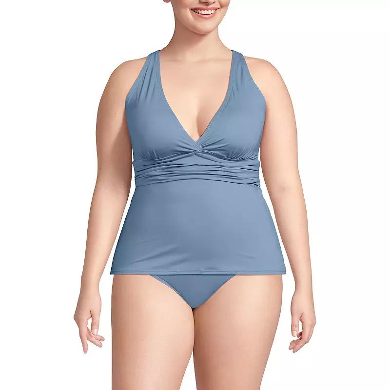 Plus Size Lands' End V-Neck Plunge X Back Tankini Swim Top, Women's, Size: 2XL, Garden Floral Product Image
