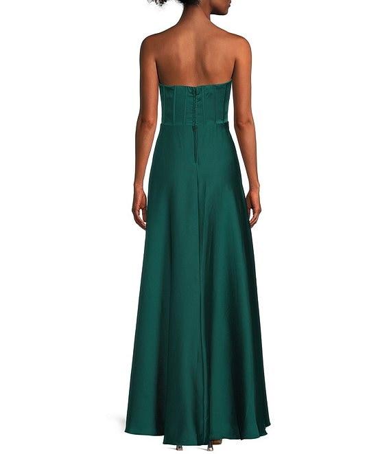 B. Darlin Strapless Cowl Neck Corset Pleated Dress Product Image