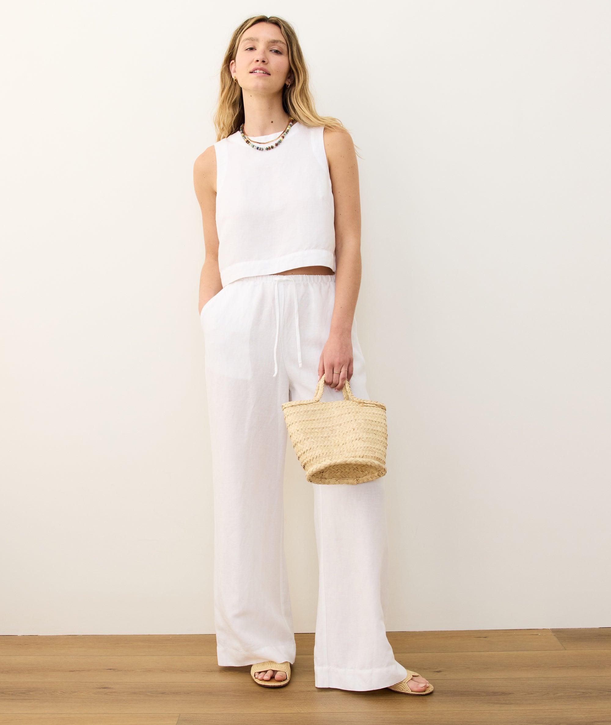Linen Drawstring Wide Leg Pant Product Image