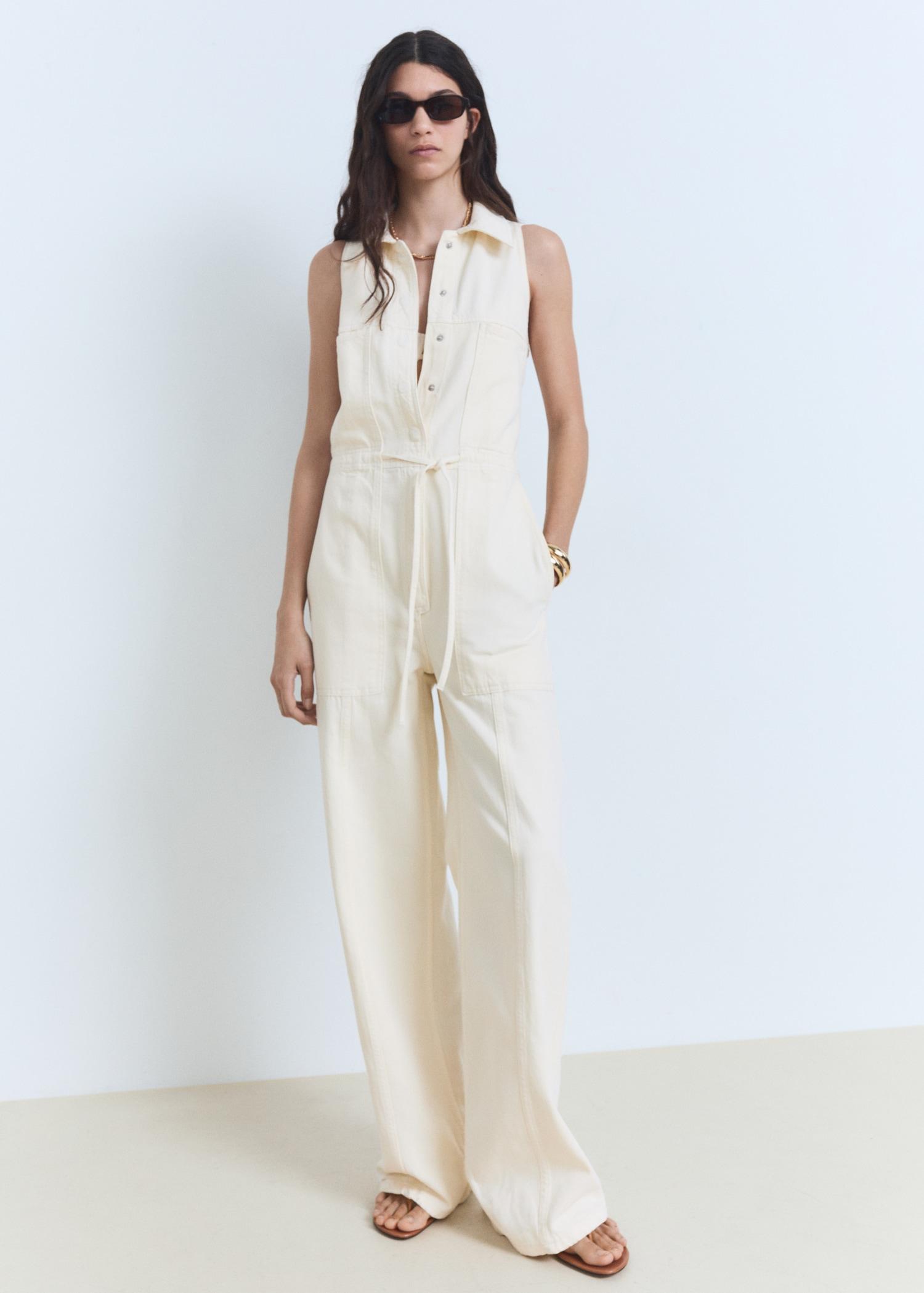 Long denim jumpsuit - Women | MANGO USA Product Image