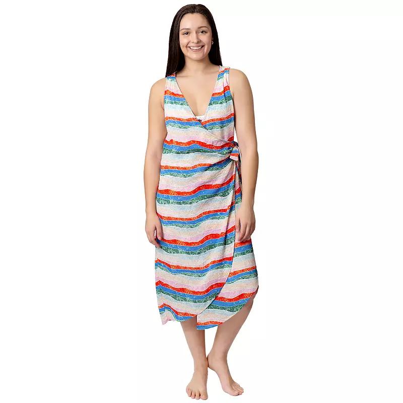 Women's Aqua Del Mar Tie-Front Wrap Coverup Dress, Size: XXL, Pink Cobbler Product Image