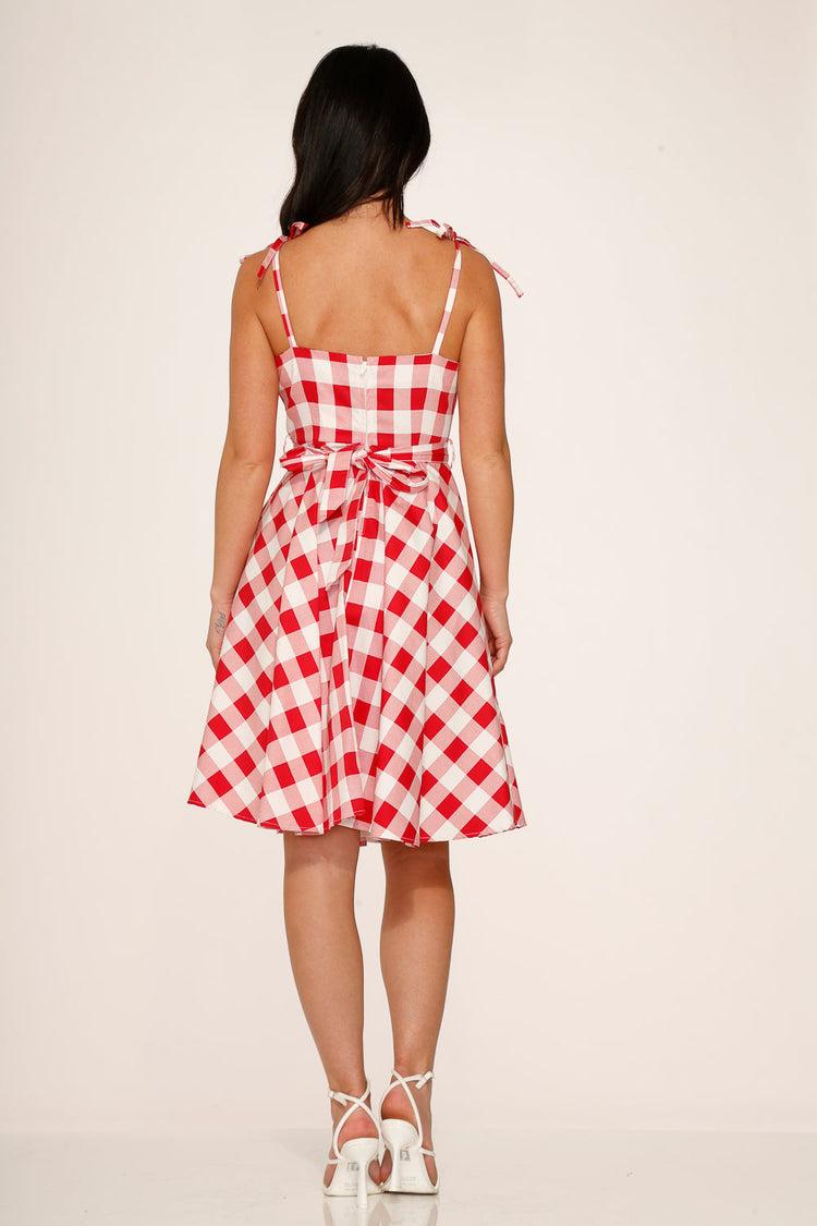 Red & White Picnic Swing Dress Product Image