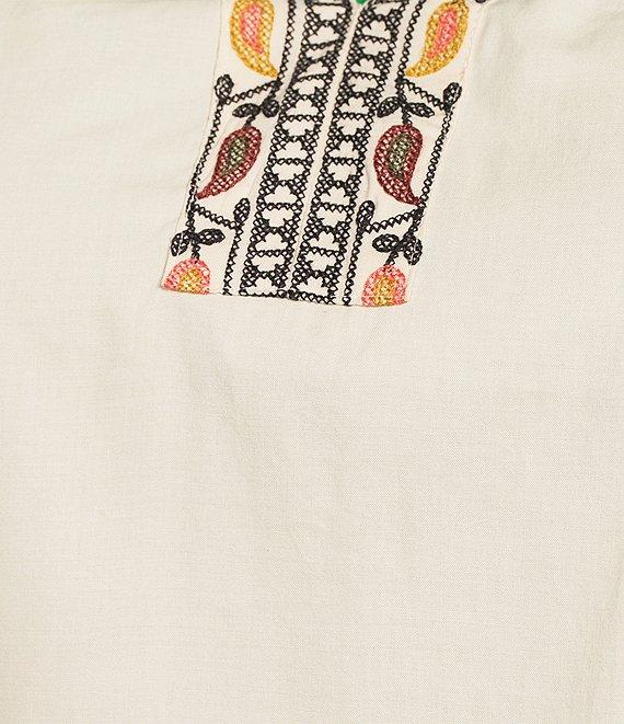 Democracy Plus Size Floral Embroidered Ruffle Split V-Neck Short Batwing Sleeve Top Product Image