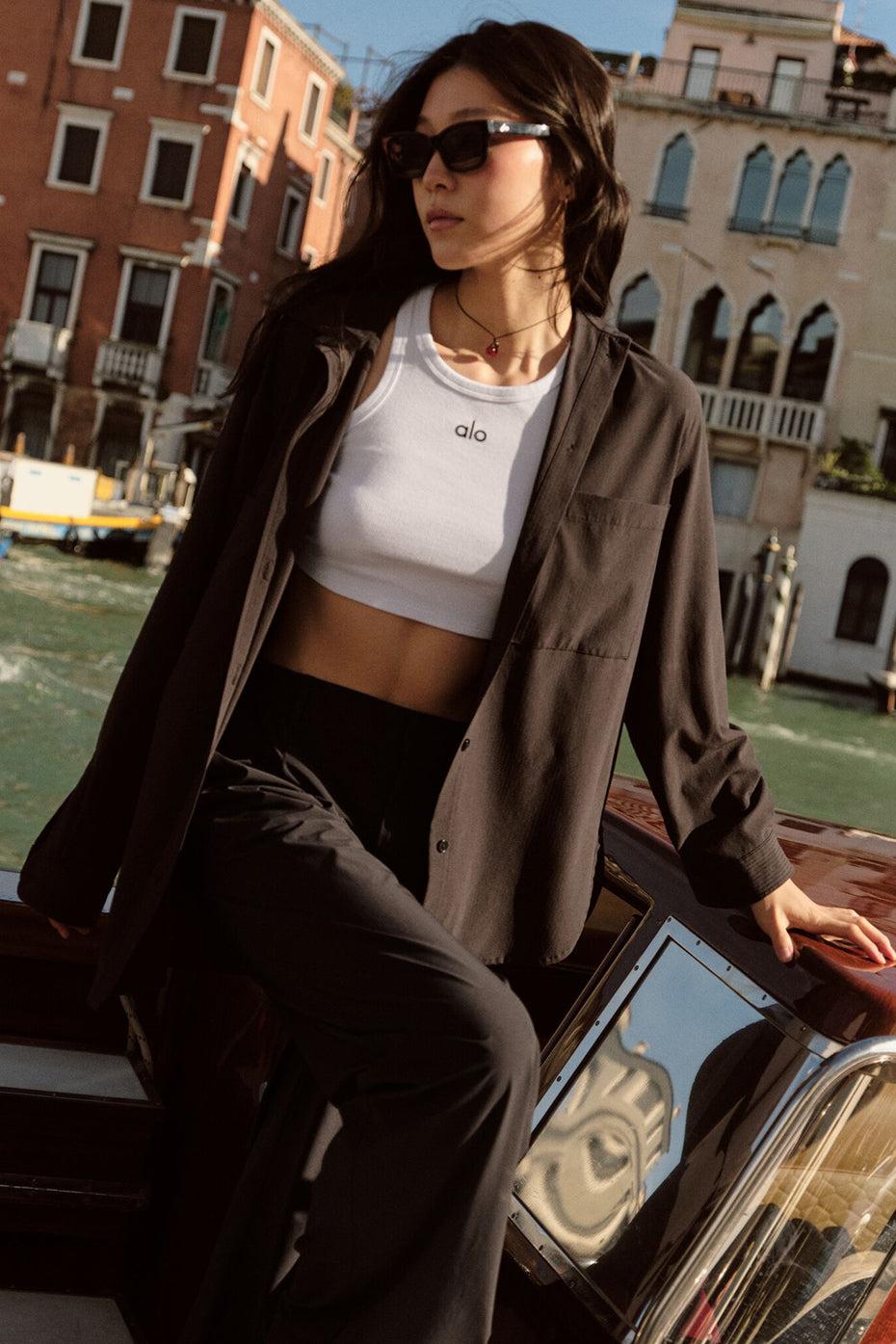 Dreamscape Button Down Long Sleeve - Black Female Product Image