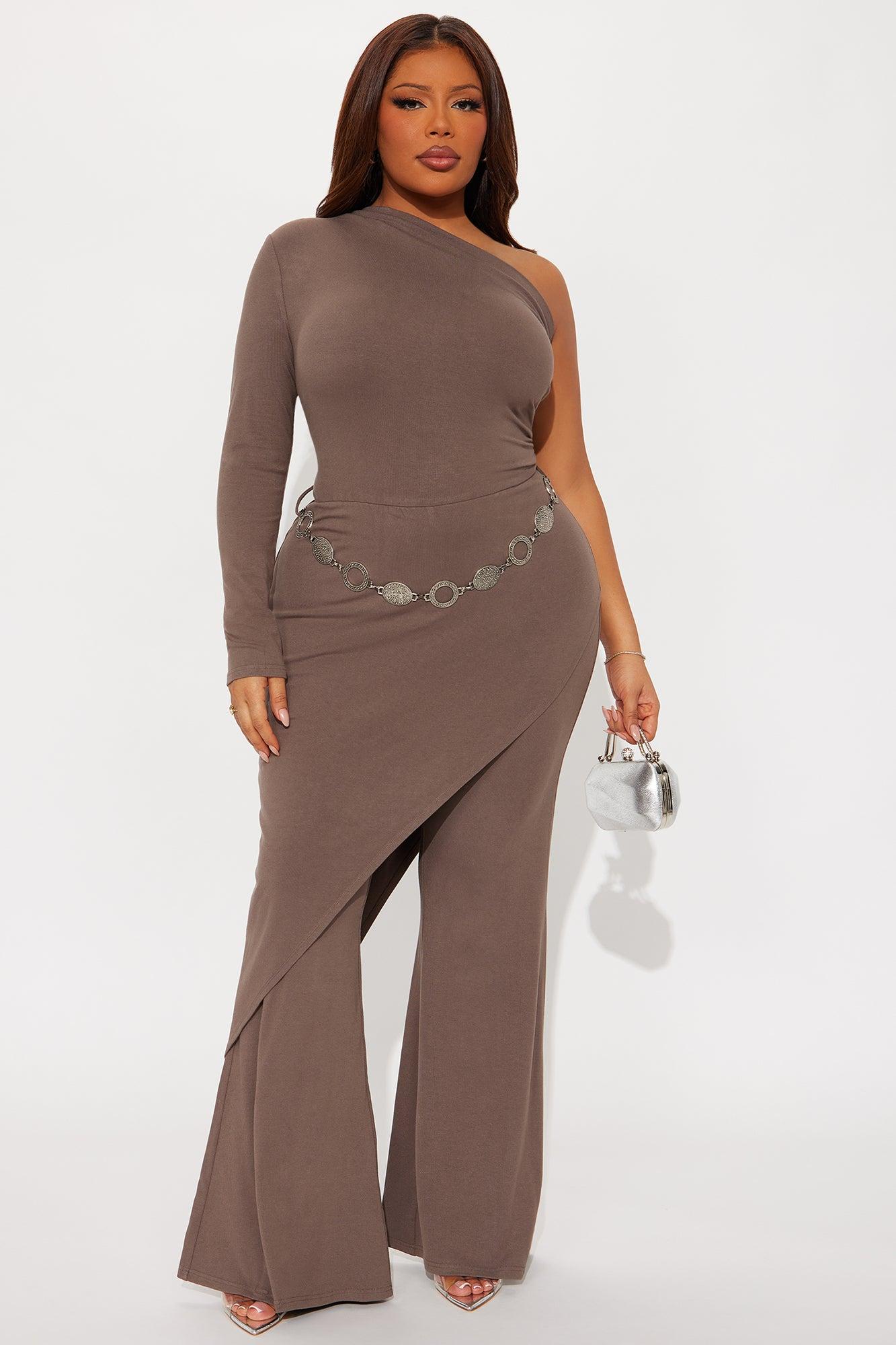 Maritza One Shoulder Jumpsuit - Charcoal Female Product Image