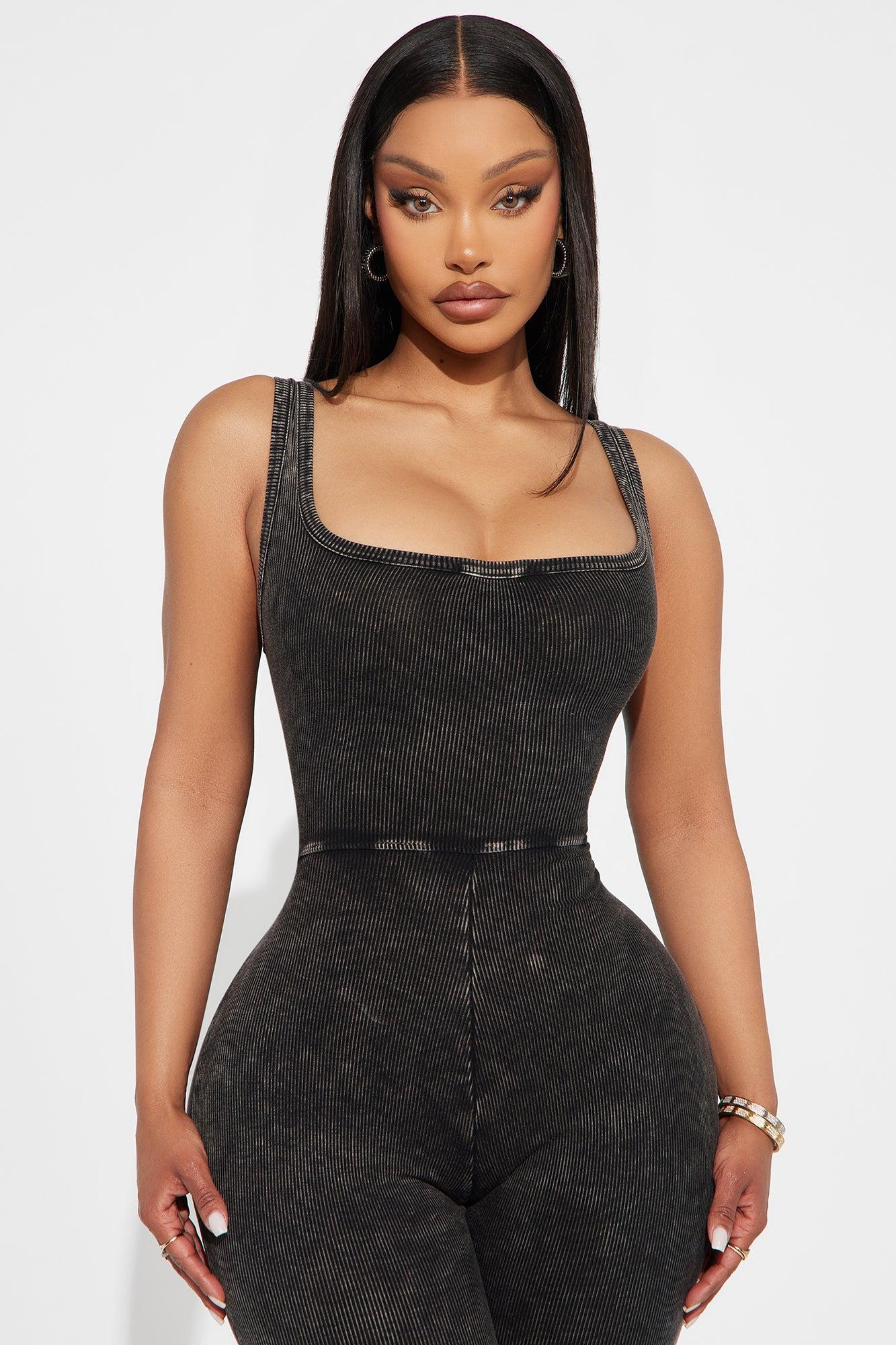 Lidia Washed Ribbed Jumpsuit - Black Female Product Image
