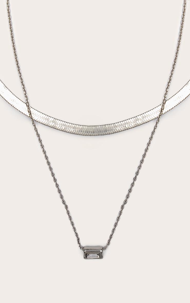 Silver Mini Diamante Layered Necklace Product Image