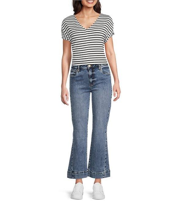 KUT from the Kloth Kelsey High-Rise Wide Leg Bottom-Inset Ankle Jeans Product Image