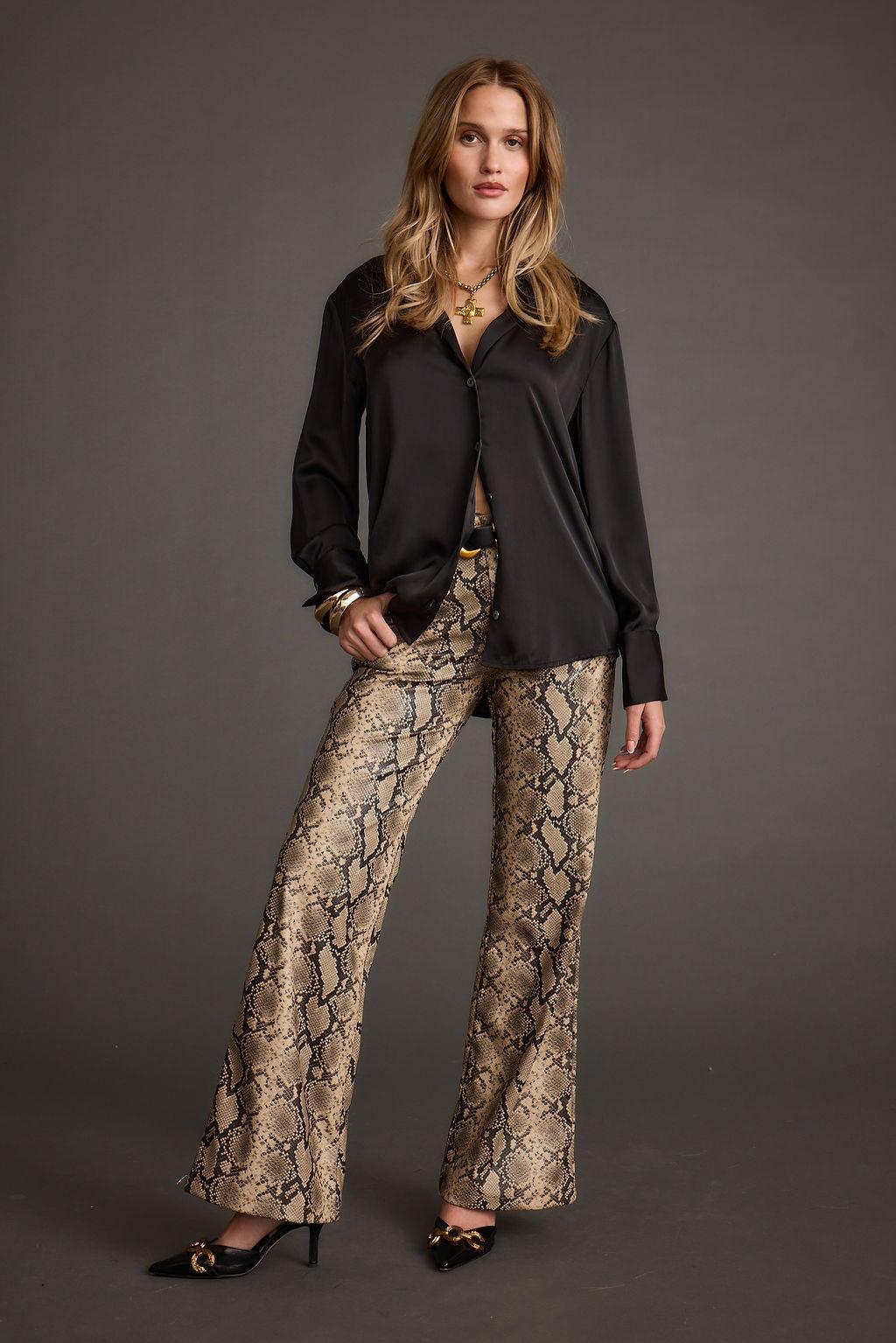 Cash Black Satin Button Down Top Product Image