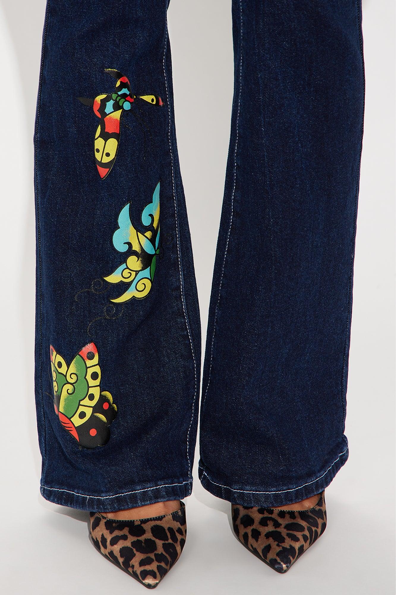 Ed Hardy Butterflies Bootcut Jeans - Medium Wash Female Product Image