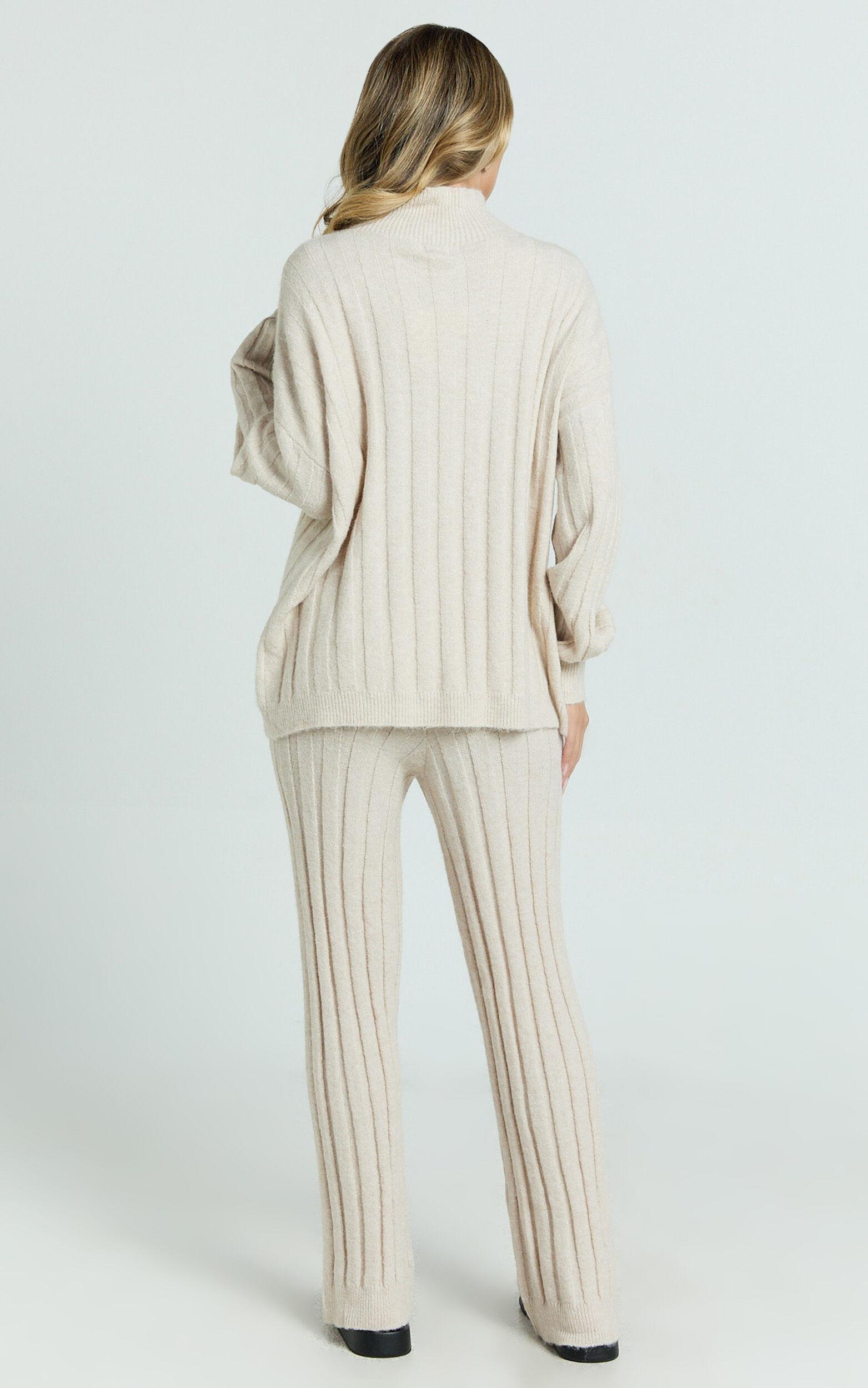 Marie Two Piece Set - Knitted Jumper & Pants Set in Cream Product Image