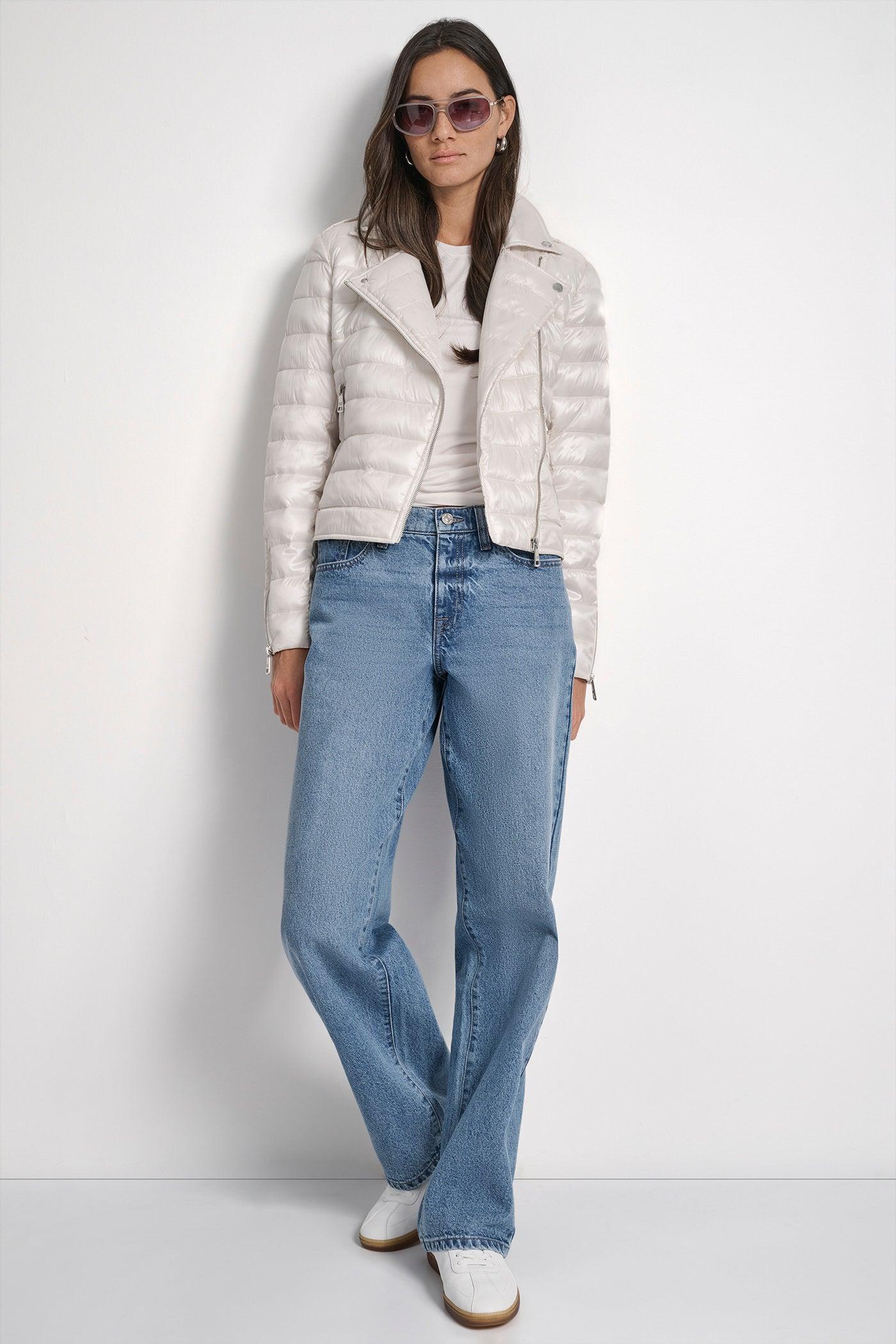 MOTO STYLE LIGHT WEIGHT PUFFER JACKET Product Image