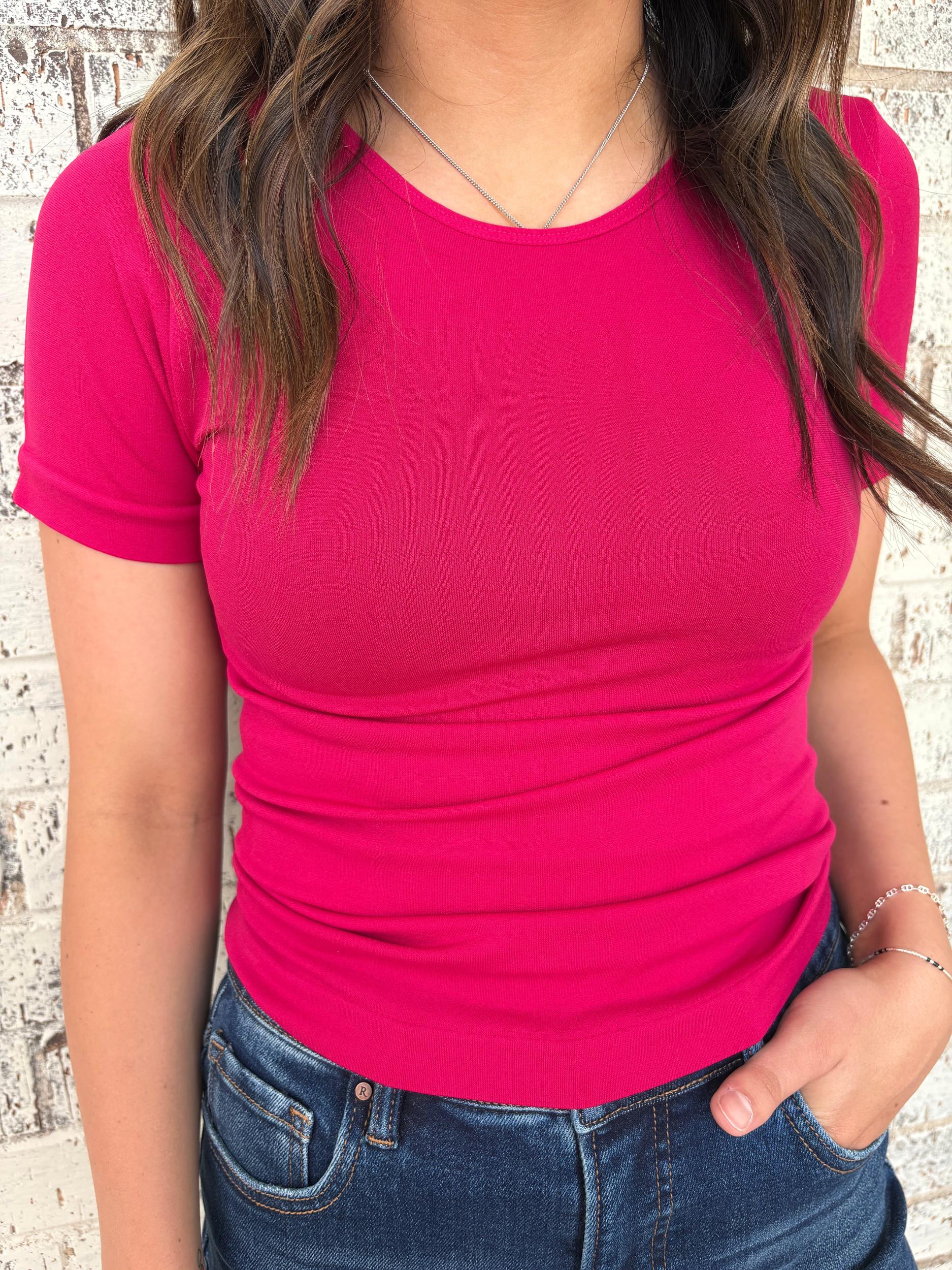 Seamless Round Neck Short Sleeve Top - 5 Colors Product Image