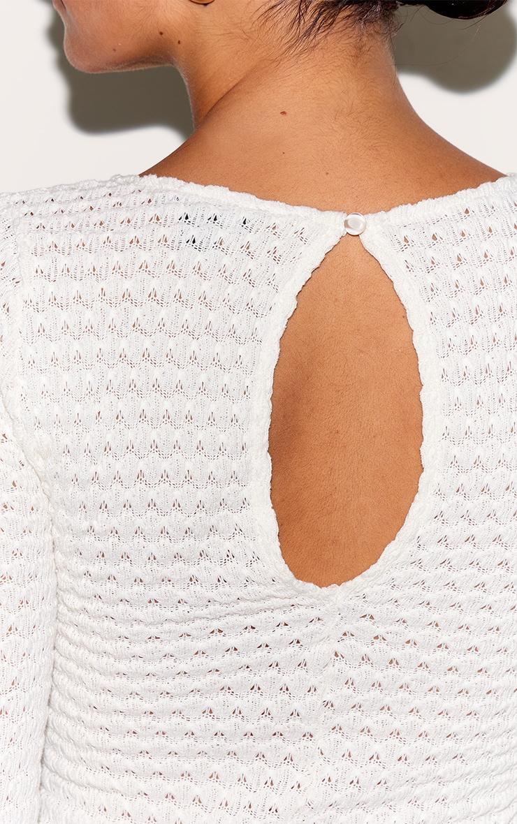 Petite Cream Textured Jersey Long Sleeve Unitard Product Image