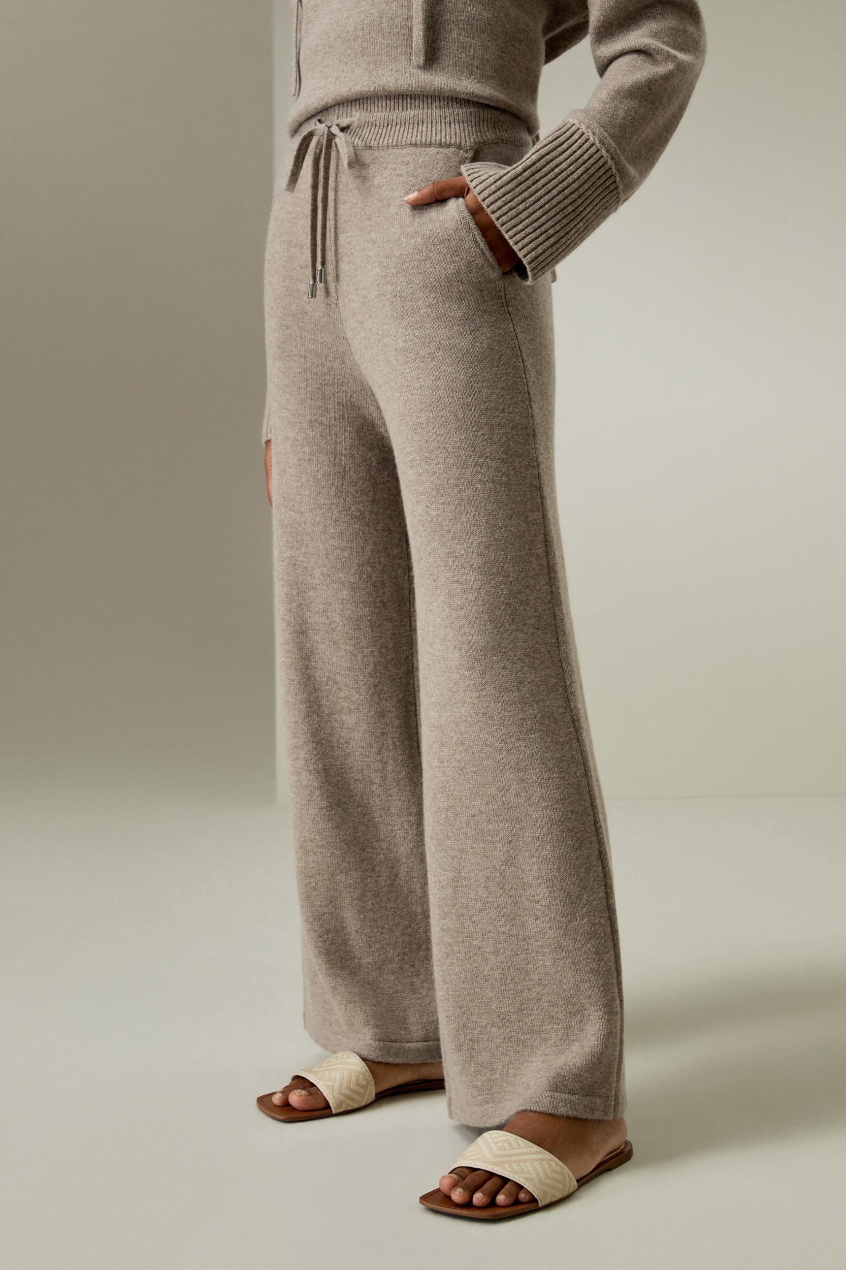 LILYSILK Wool Trousers Women - Dark Gray Wool Cashmere - Comfortable Plain Knit Pattern Trousers M Product Image