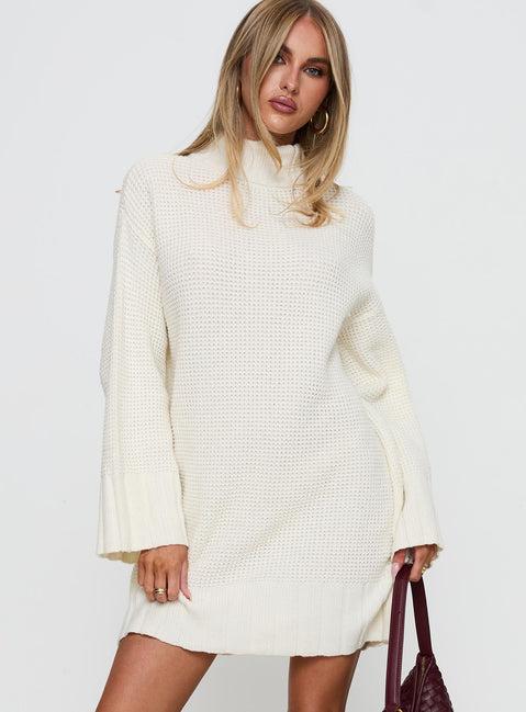 Tarin Knit Mini Dress Cream Product Image
