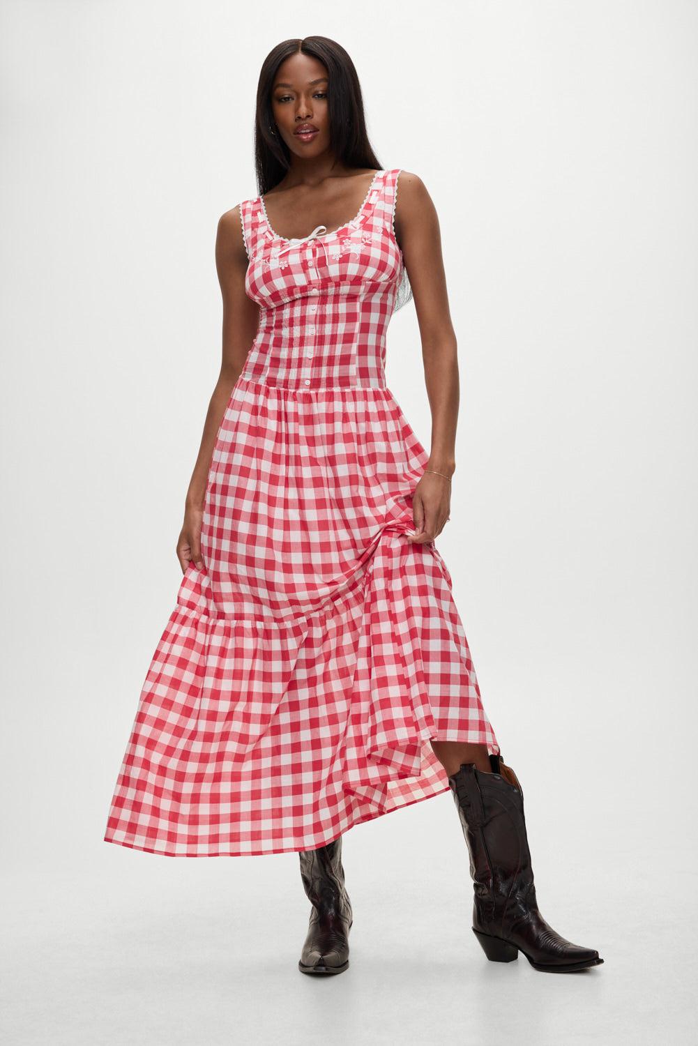 x BELLA HADID Southern Belle Midi Dress - Malibu Picnic Product Image