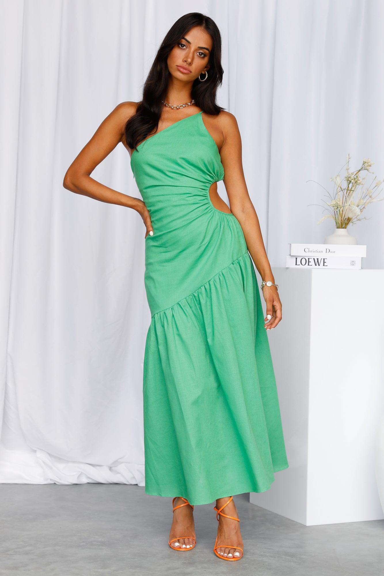 Lovely And Blissful Midi Dress Green Product Image