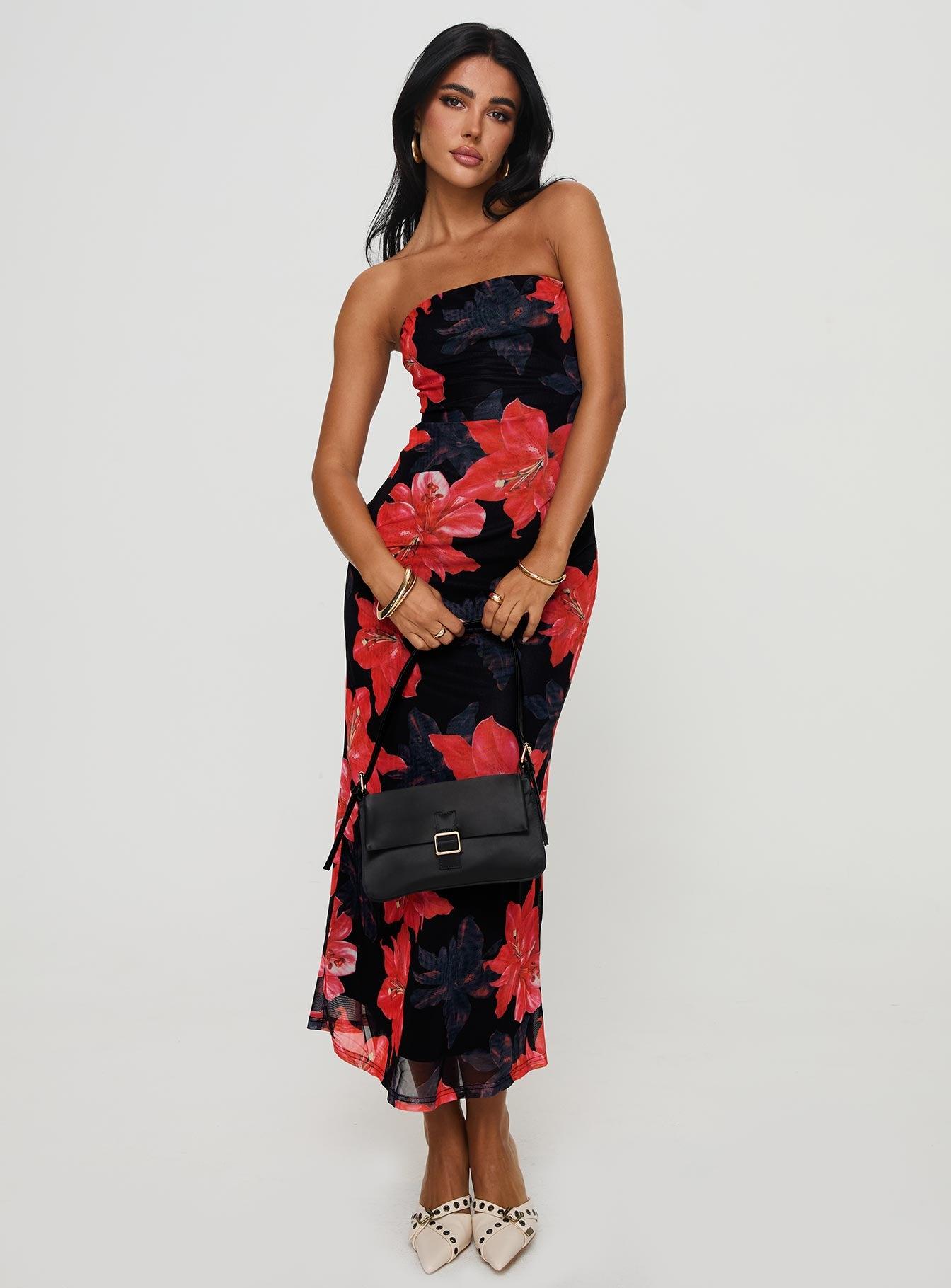 Celik Strapless Maxi Dress Black / Floral Product Image