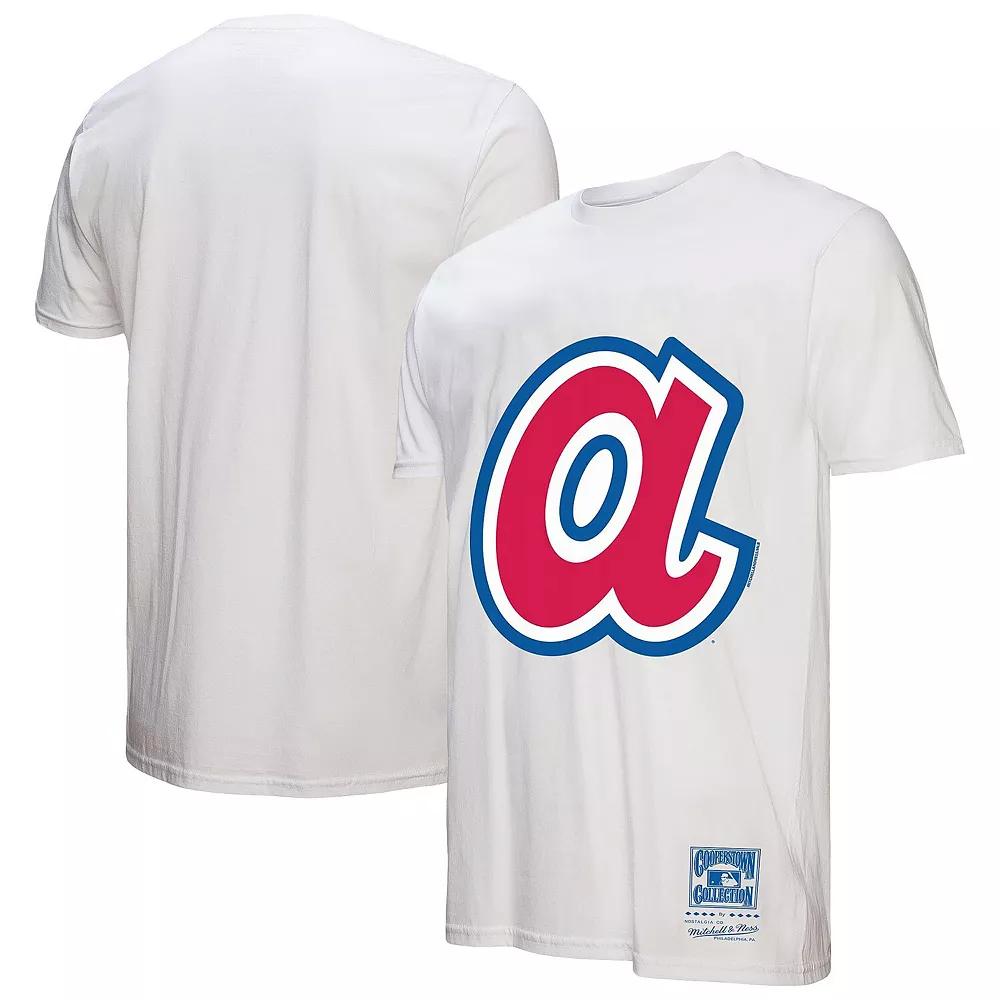Men's Mitchell & Ness White Atlanta Braves Cooperstown Collection Logo T-Shirt, Size: XL Product Image