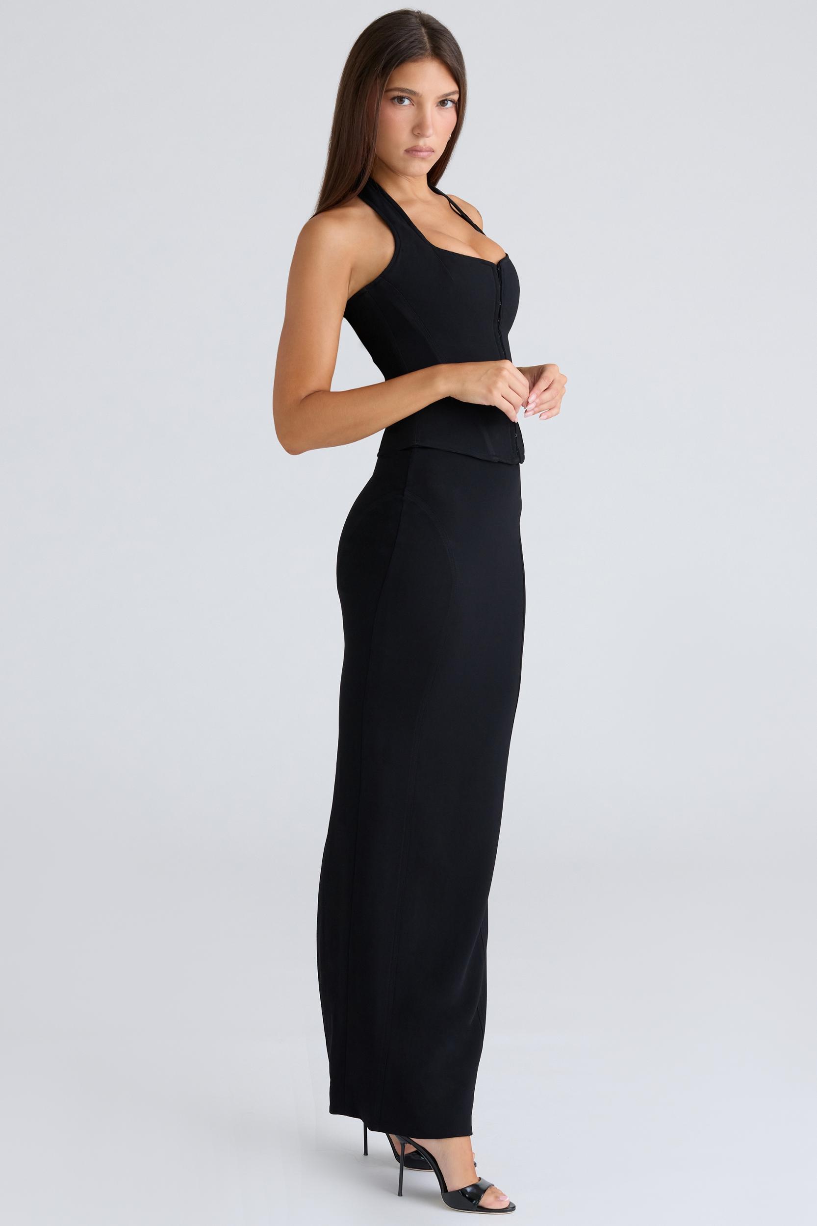 The Maxi  black panelled bodycon skirt Product Image
