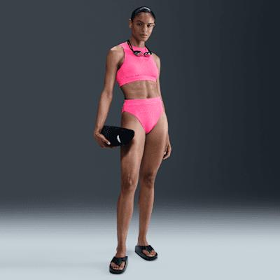 Nike Womens Swim Elevated Essential High-Waisted Bikini Bottom | NESSF268-678 Product Image