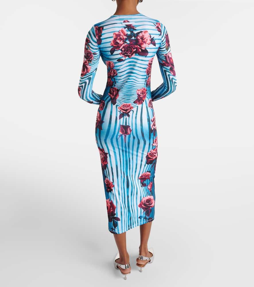 JEAN PAUL GAULTIER Floral Jersey Midi Dress In Blue Product Image