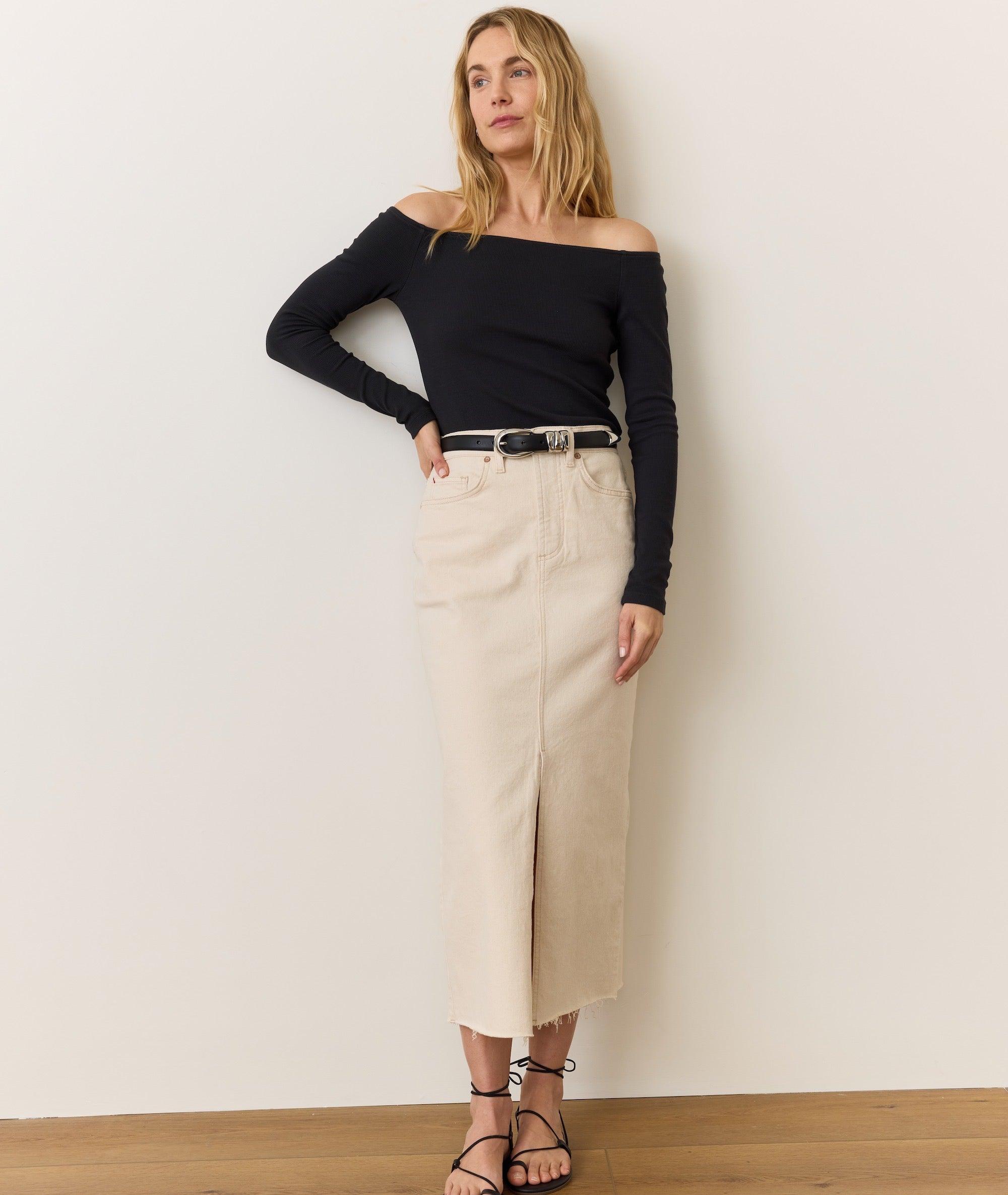 Fawn Denim Midi Skirt Product Image