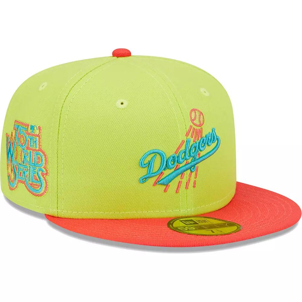 Men's New Era Green/Red Los Angeles Dodgers Cyber Highlighter 59FIFTY Fitted Hat,  Product Image