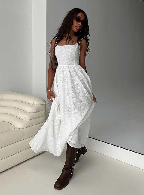 Cartmel Broderie Maxi Dress White Product Image