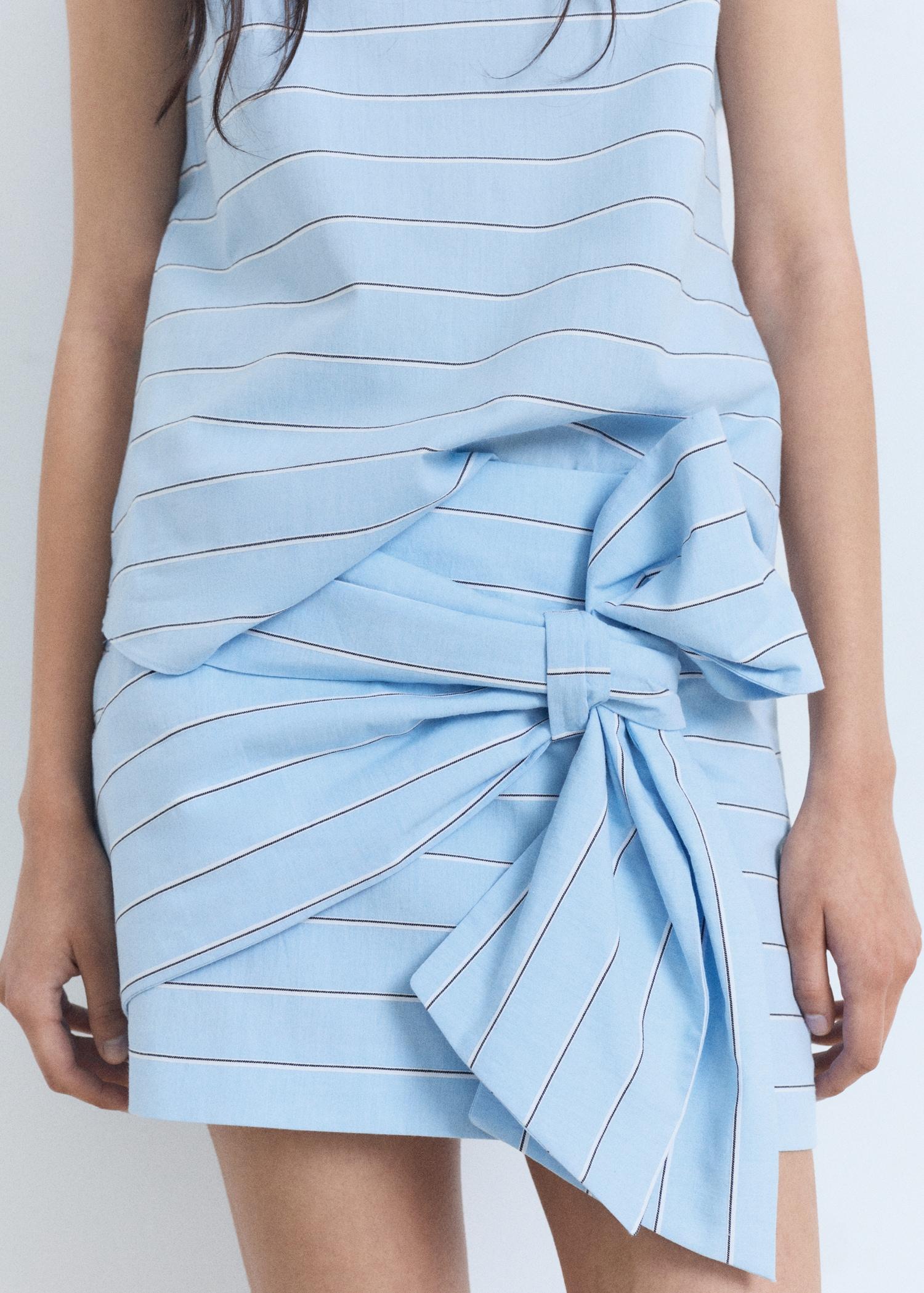 Striped cotton skirt with bow detail - Women | MANGO USA Product Image