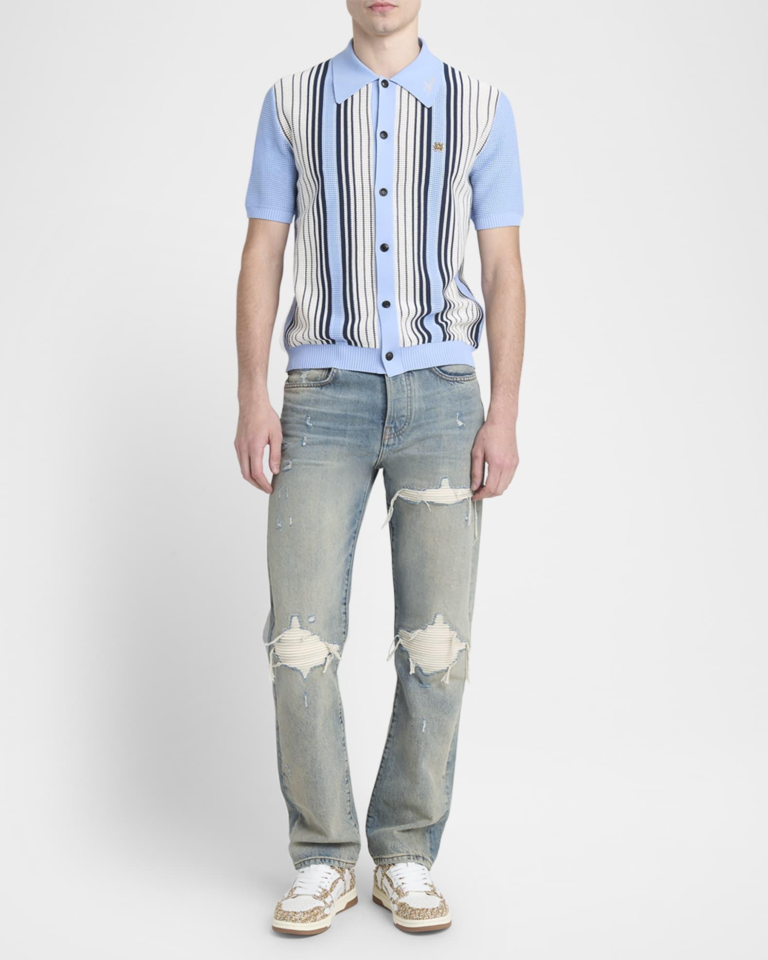 Men's MX1 Distressed Jeans with Pleated Suede Product Image