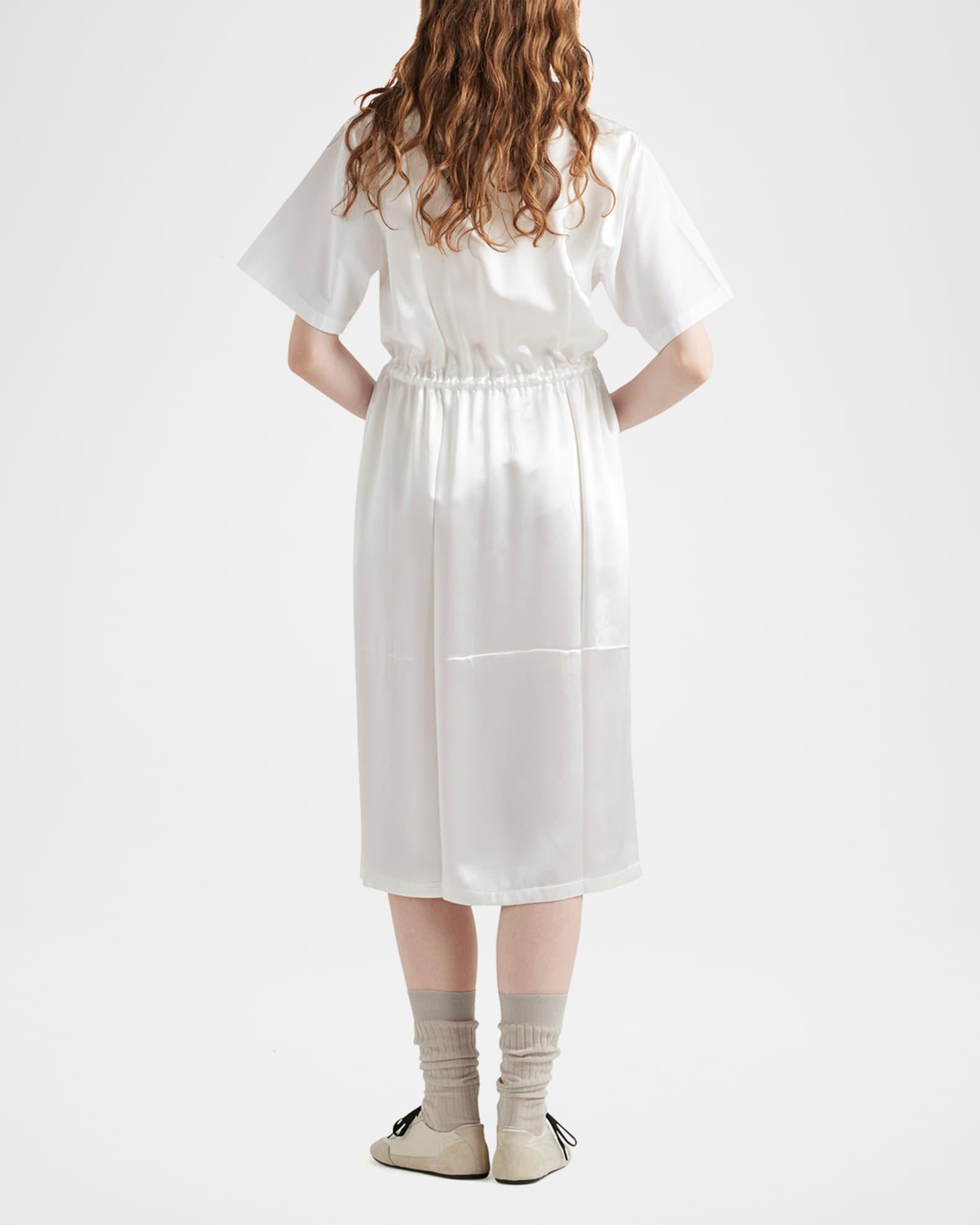 Drawstring Satin Back Midi Dress Product Image