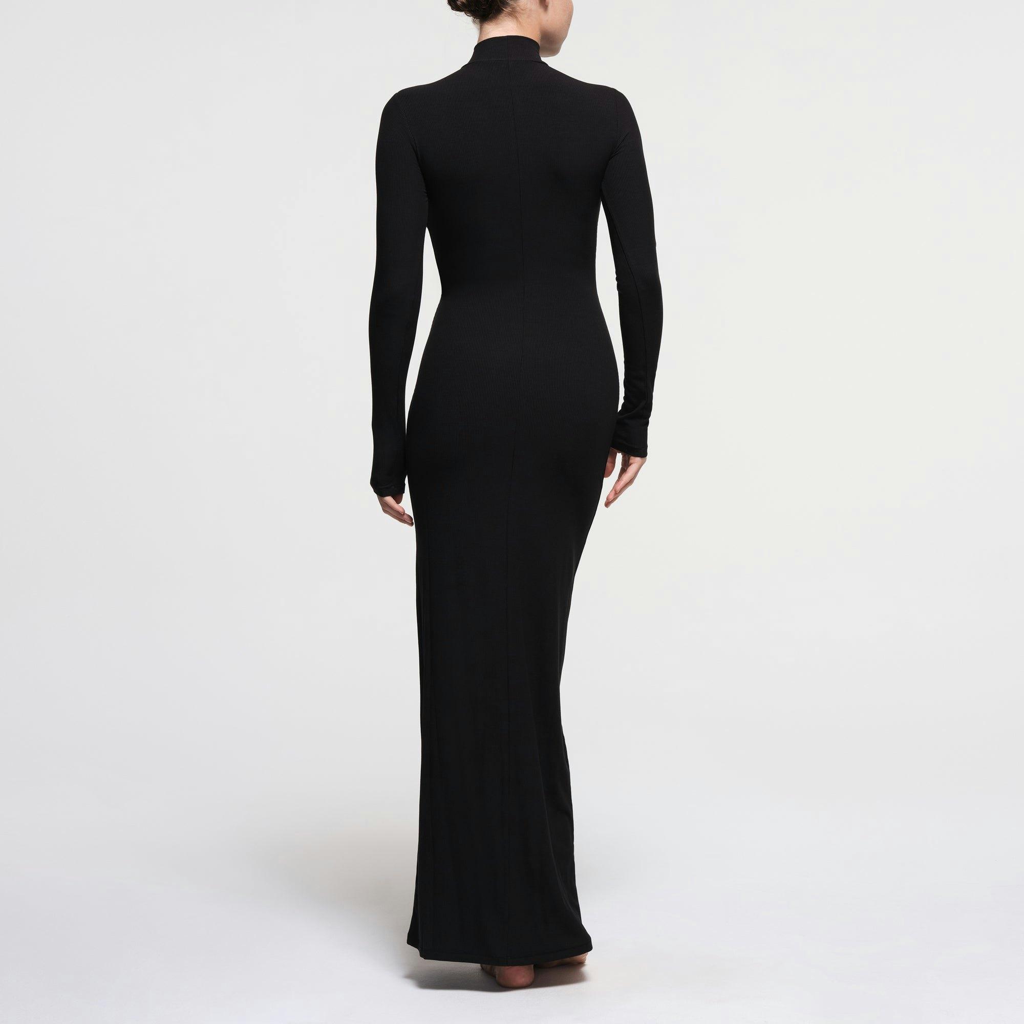 SOFT LOUNGE TURTLENECK LONG DRESS | ONYX Product Image