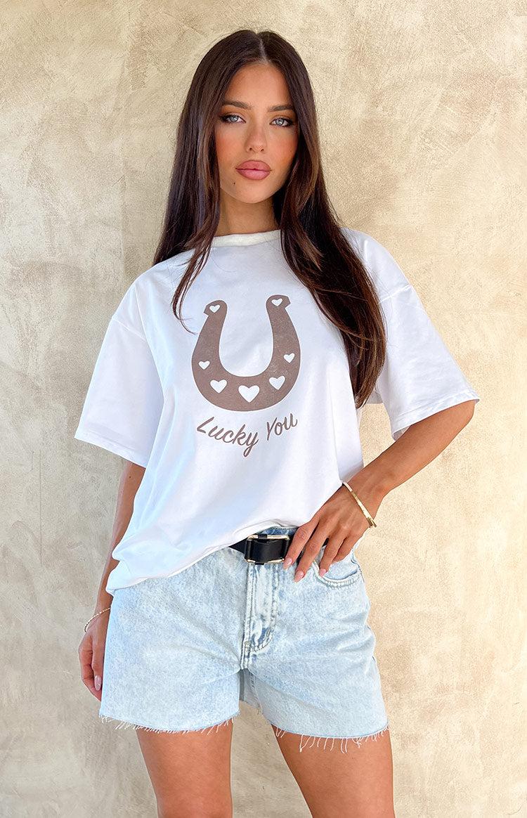Lucky You White Western Tee Product Image