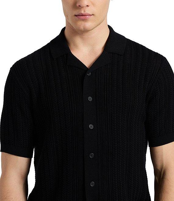 Buffalo David Bitton Wasko Textured Cable Knit Short Sleeve Polo Shirt Product Image