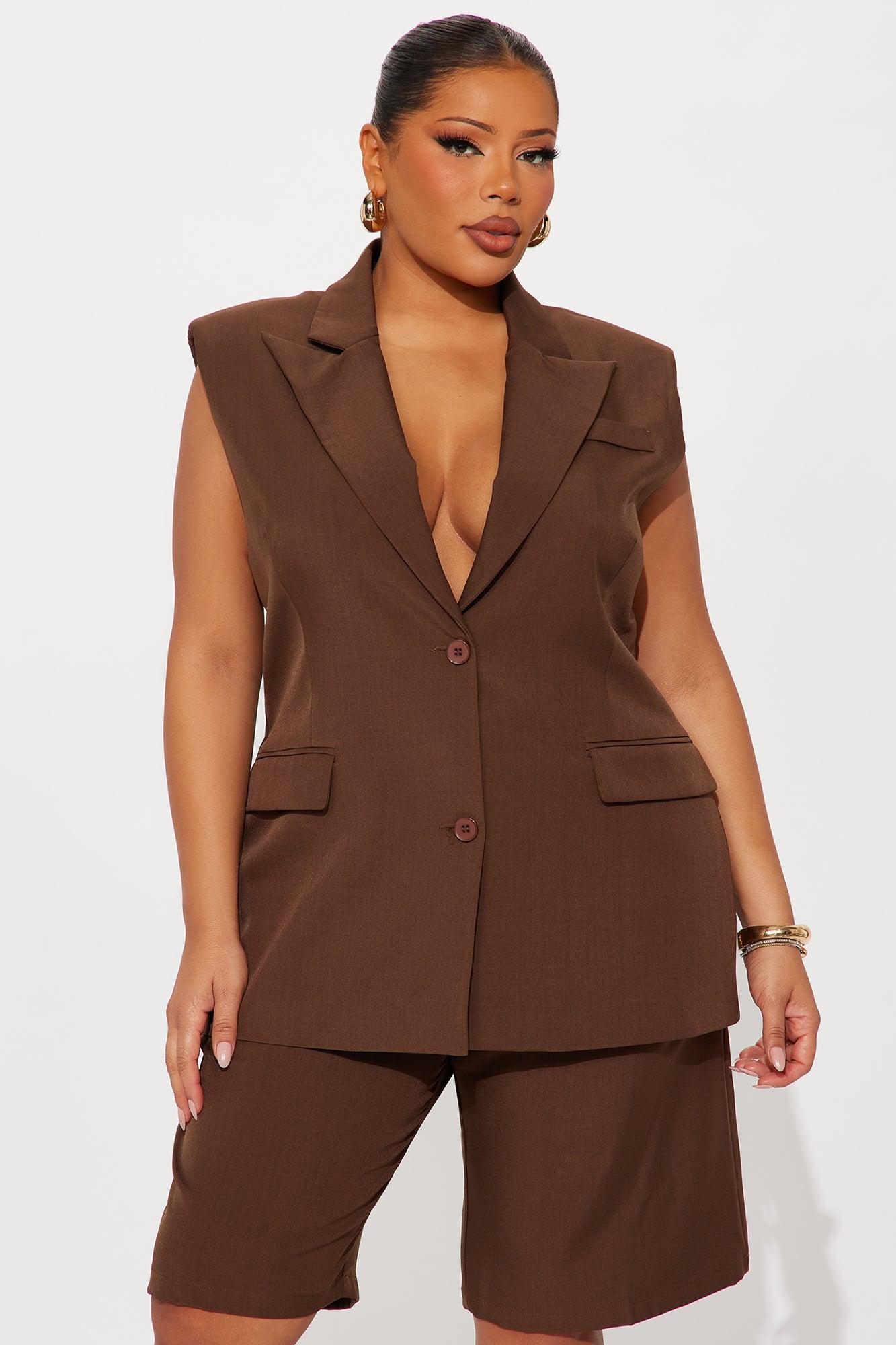 Out Of Office Bermuda Short Set - Brown Female Product Image