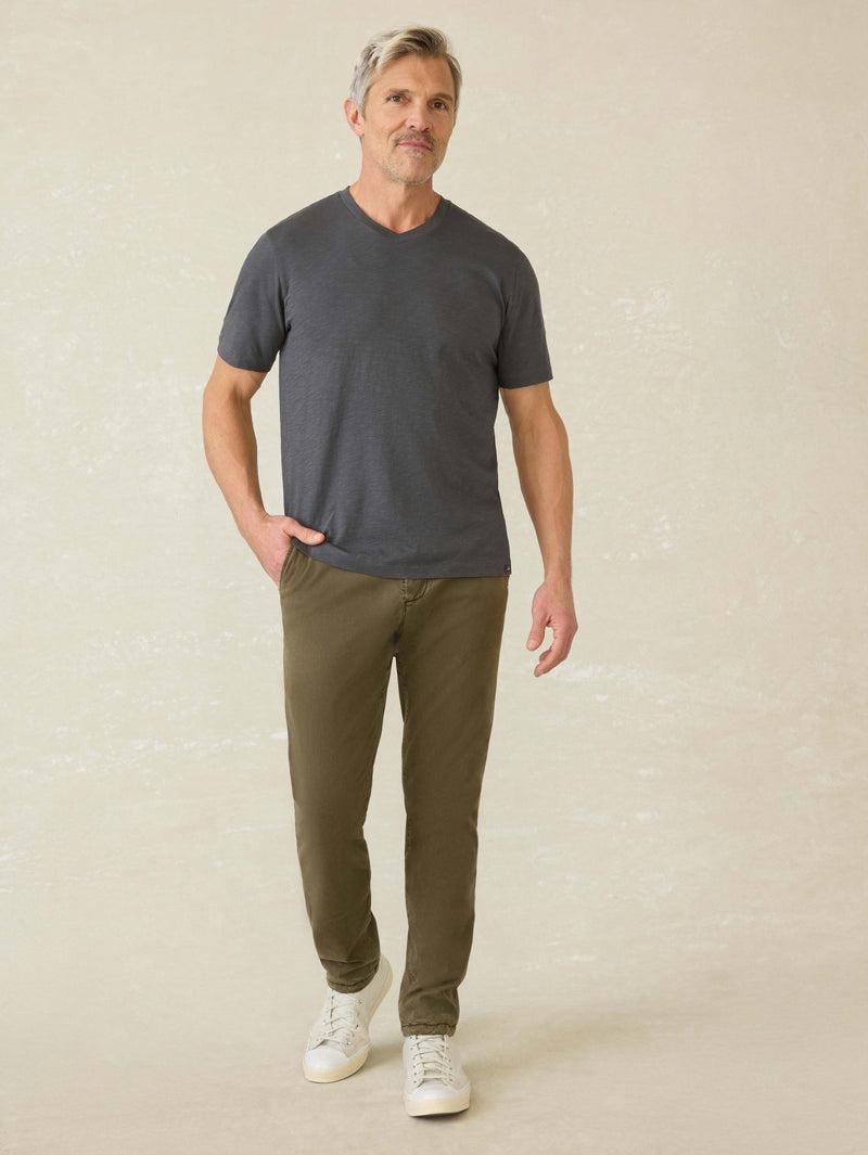 Short-Sleeve Sunwashed Regenerative Cotton V-Neck Tee - Graphite Product Image