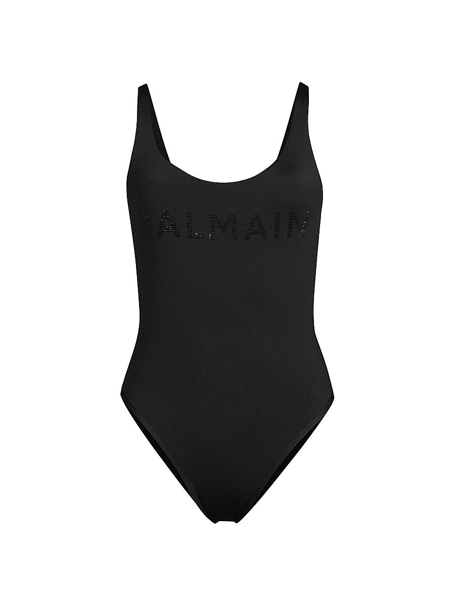 Womens Strass Tone-on-Tone Logo One-Piece Swimsuit Product Image