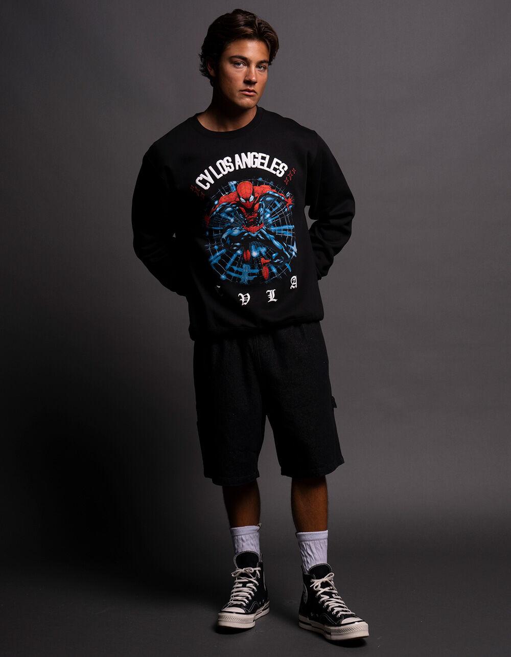 CVLA x Marvel Spider-Man Spidy Mens Crewneck Sweatshirt - BLACK Product Image