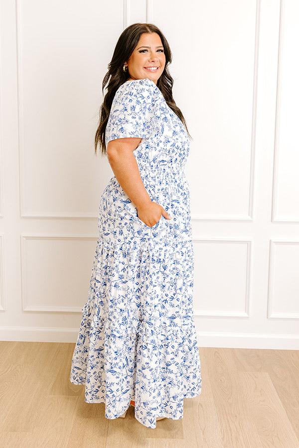 Polished Perfection Floral Maxi Dress in Royal Blue Curves Product Image