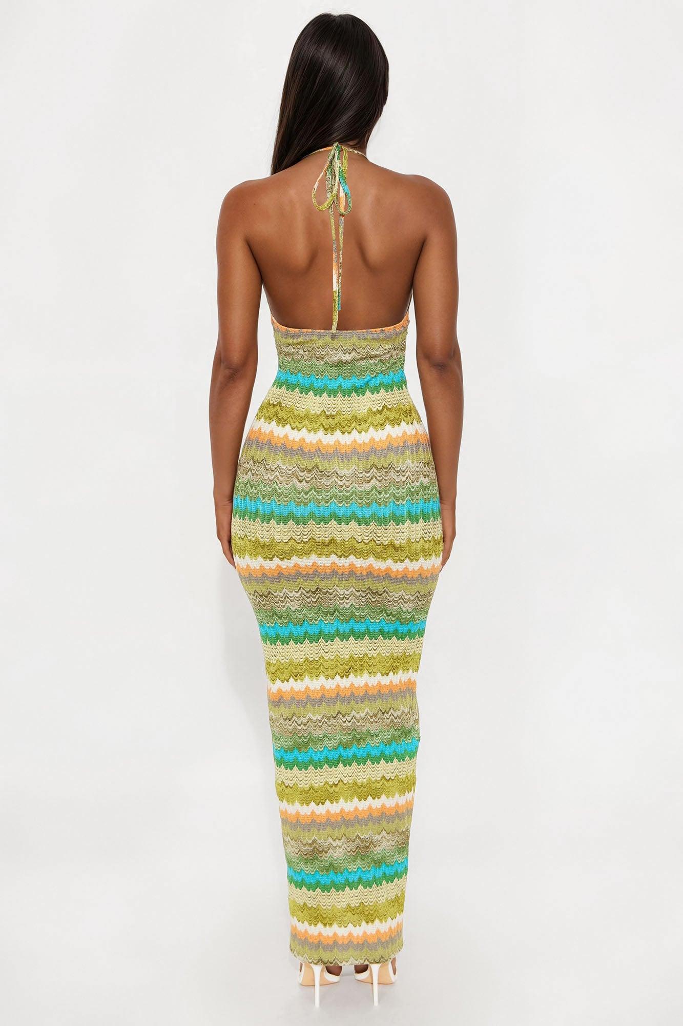 Beach Bum Crochet Maxi Dress - Green/combo Product Image