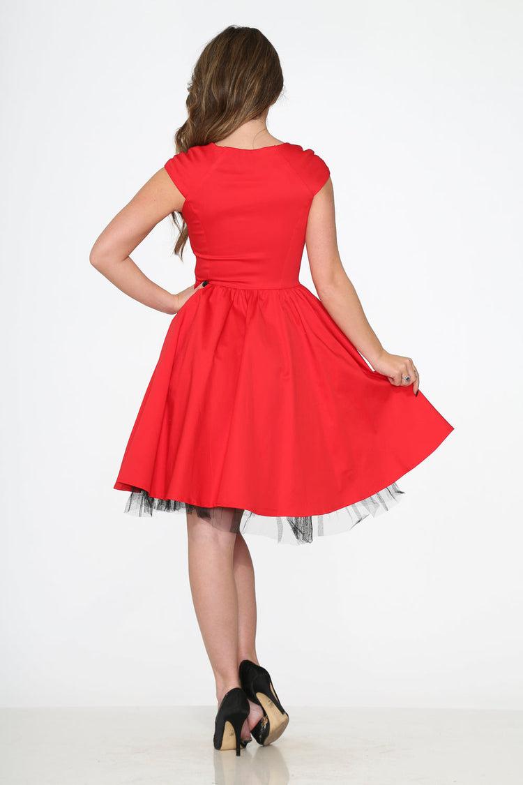 Red & Black Trim Swing Dress Product Image