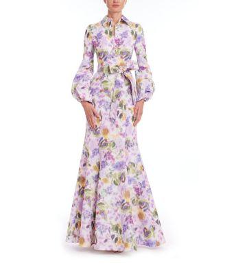 Women's Floral Long Sleeve Shirt Gown Product Image