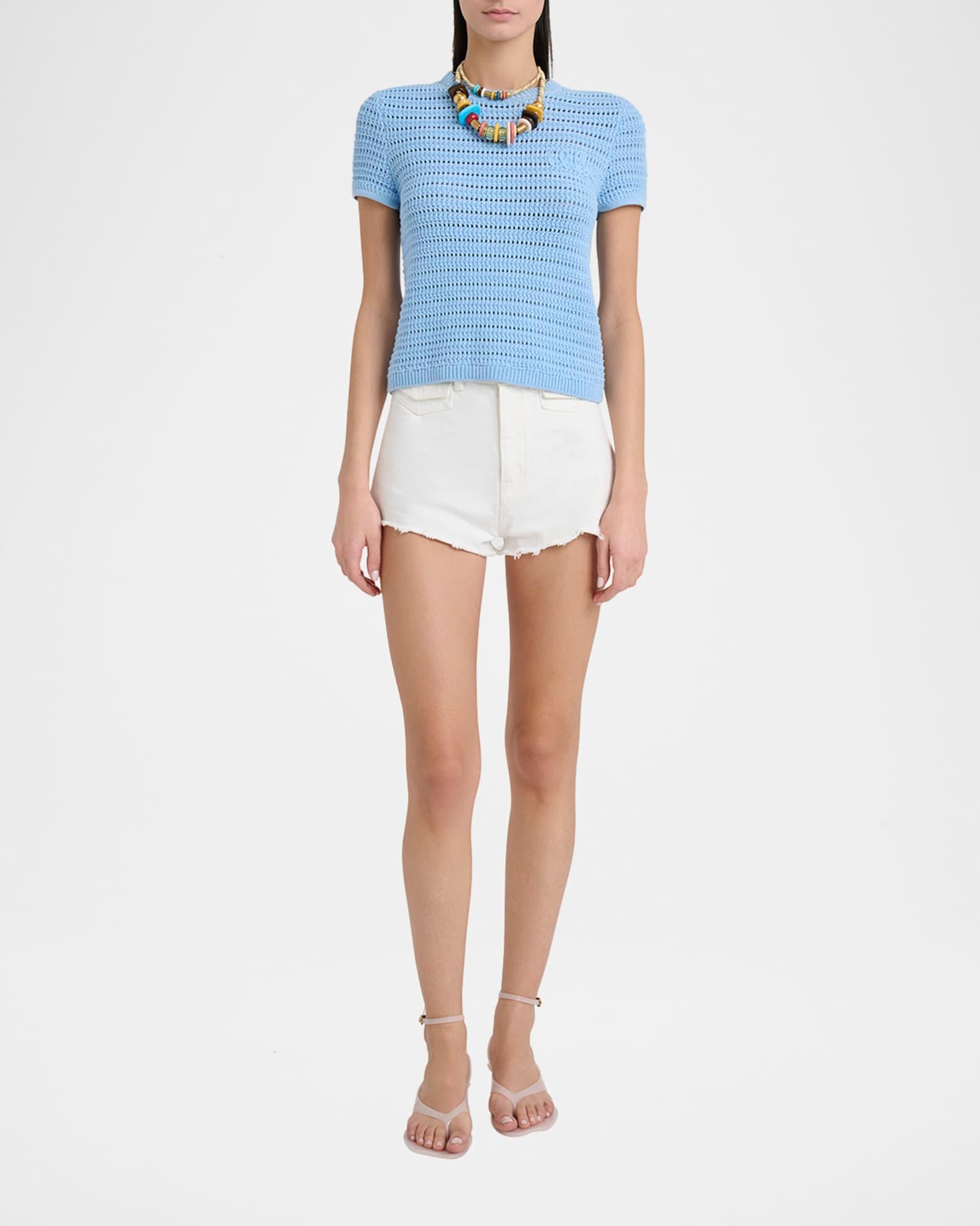 Open-Knit Logo Embroidered Top Product Image