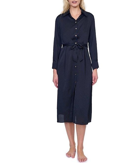 Gottex Monte Carlo Point Collar Long Sleeve Button Front Shirt Dress Swim Cover Up Product Image