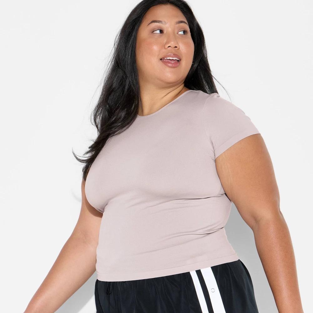 Women's Short Sleeve Jersey Seamless T-Shirt - Wild Fable™ Beige 2X Product Image
