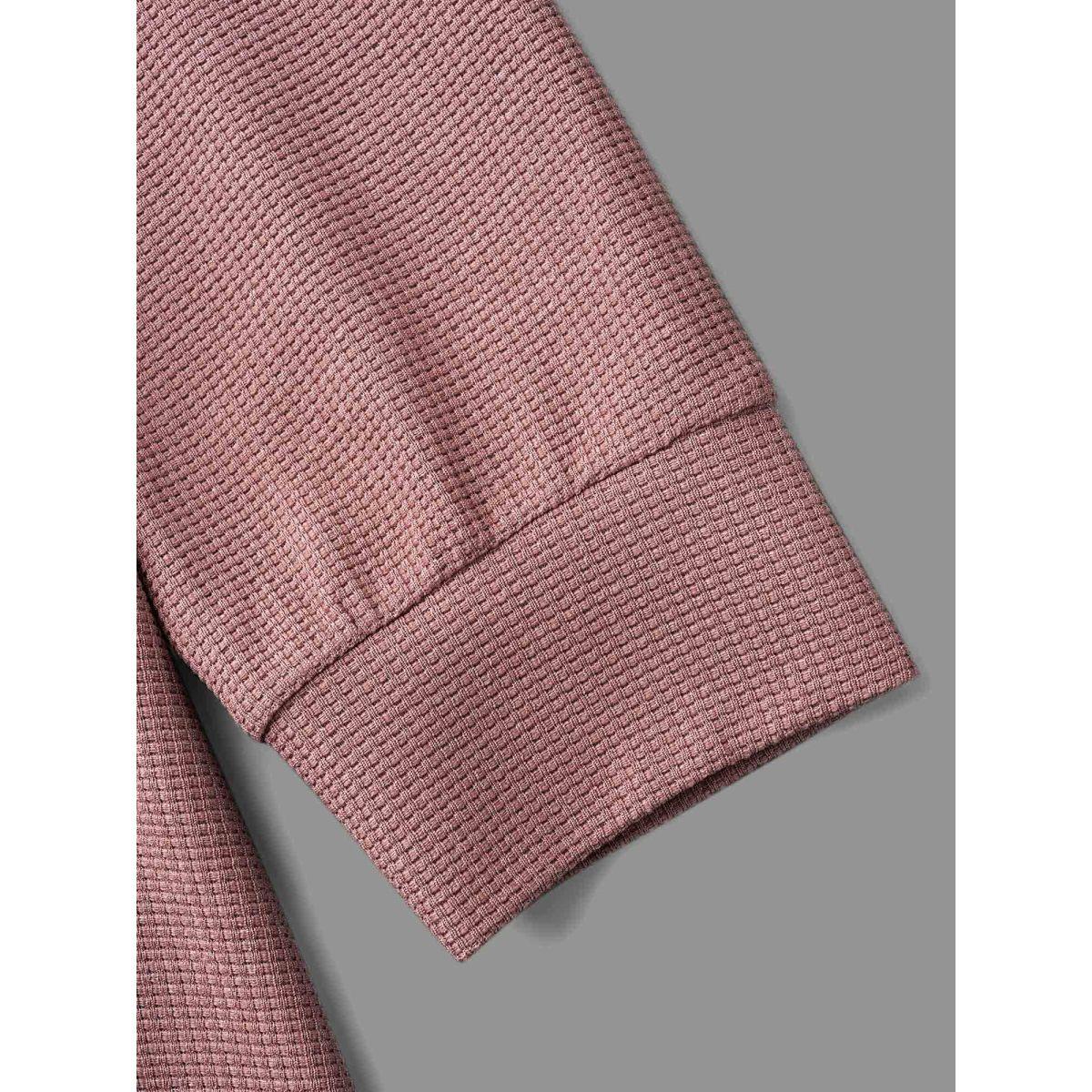 Plus Size Waffle Knit Hooded Drawstring Sweatshirt Women DustyPink Casual Texture Loose Hooded Everyday Sweatshirts BloomChic 10/M Product Image