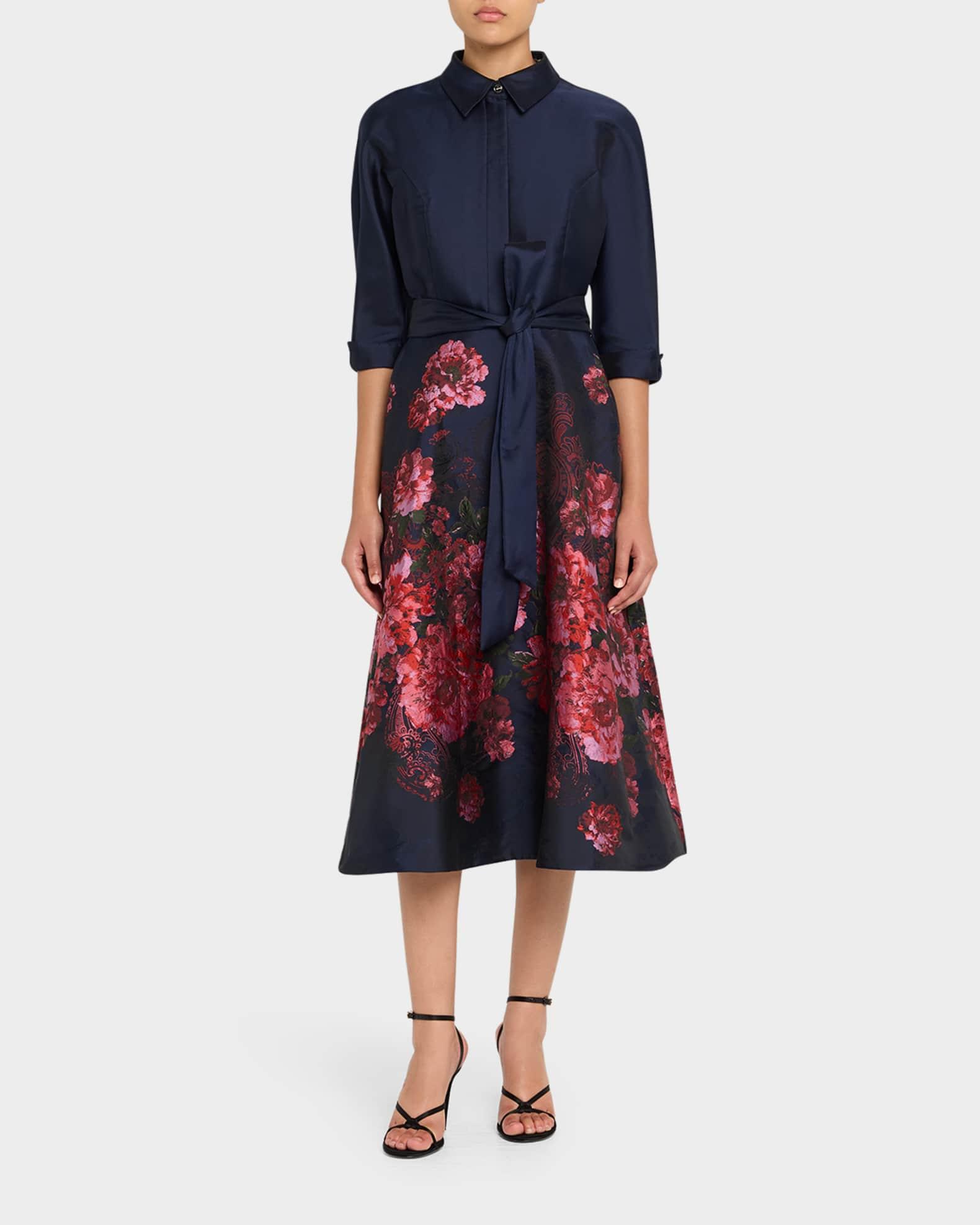 Floral Paisley Jacquard Midi Shirtdress Product Image